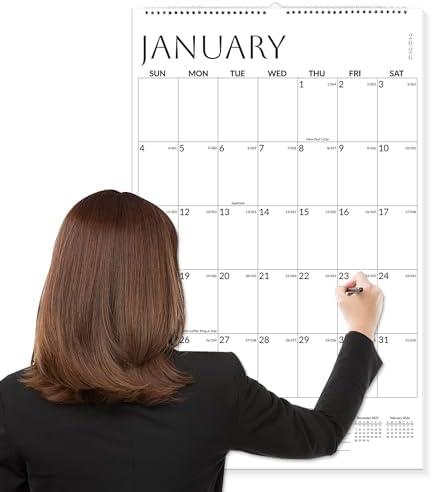 SUNEE Wall Calendar 2026 Extra Large 17"x27", 21 Month (Ends June 2027), Vertical Large Monthly Calendar 2026-2027 for Wall, White