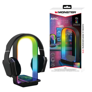 Monster Wireless Charging Multicolor Arc LED Lamp Light, Headphone Stand, 2 Charging Options