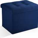 Docvania Ottoman Storage Ottoman Foot Rest Stool Foldable Bench Student Dormitory Bedroom and Entryway Storage 17 X 13 X 13 (Navy Blue)