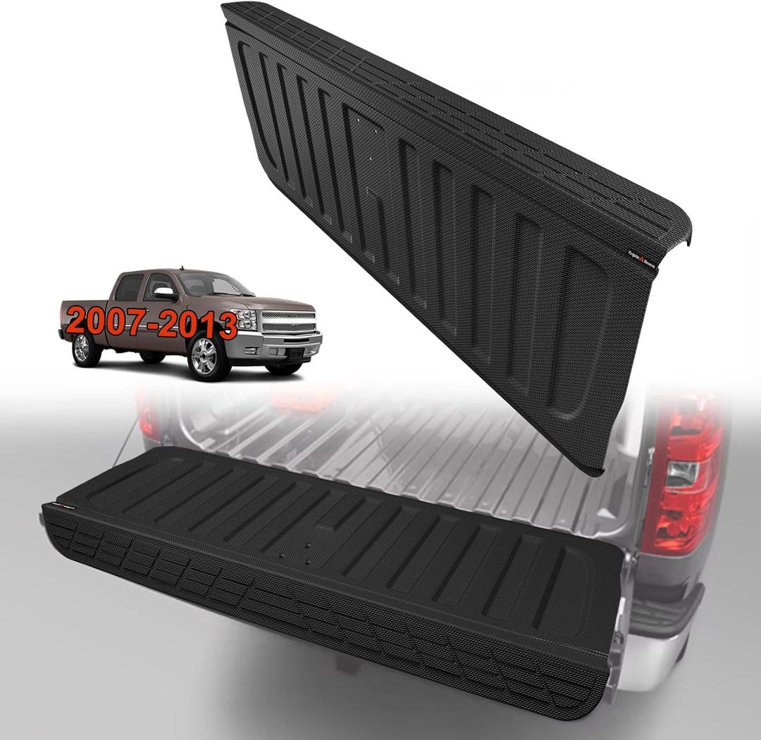 TripleAliners Truck Mat Compatible with 2007-2013 Chevy Silverado & GMC Sierra 1500 Accessories, Tailgate Mat Custom Fit All Weather Protection Pickup Liner, w/Tailgate Cap Protector
