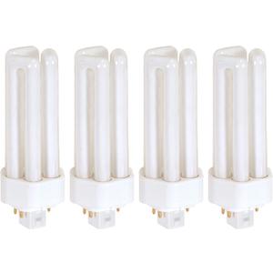 KOR Pack of 4 26 Watt Triple Tube - GX24Q-3 (4 Pin) Base - 2700K Warm White - CFL Light Bulb - Replaces Sylvania 20879 CF26DT/E/IN/827 - Philips 458240 PL-T 26W/827/4P/ALTO - GE 97614 F26TBX/827/A/ECO