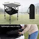 19.7"L x 20.9"W Folding Camping Table with Adjustable Height Black | 19.69-31.5 Adjustable Height Portable Table for Camping Outdoor Party