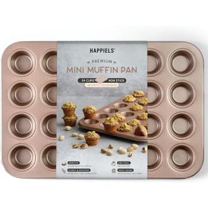 Non Toxic Nonstick 24 Cup Mini Muffin Pan | PFOA BPA free Nontoxic Mini Cupcake Tin | Best Non Stick Muffin Pans | Carbon Steel Small Muffin tins | Cupcakes Bakeware Mold