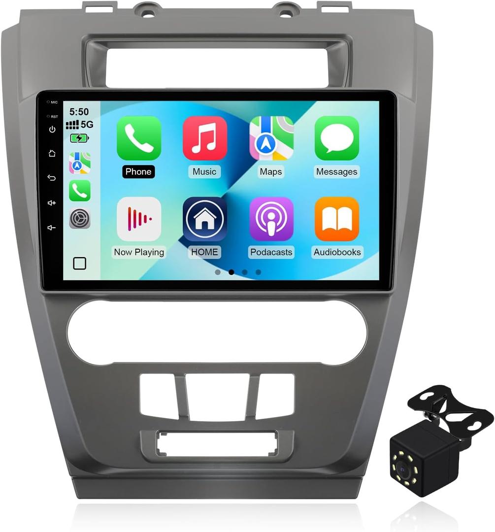 2+64G Android 14 Double Din Car Radio Stereo for Ford Fusion Mondeo Mustang 2009-2012 with 10.1" Touchscreen Radio Built-in Wireless Carplay/Android Auto/GPS/Bluetooth/FM/AUX-in/SWC/Camera