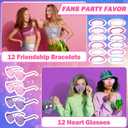 96 Pcs Kpop Party Favors, Friendship Popular Singer Party Gift with Sunglasses Bracelets Hair Ties Lanyard Card Holder Disco Keychain Kpop Goodie Bags for Women Girls Fans 80s Y2k Kpop Birthday Decor