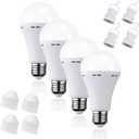 Rechargeable Emergency LED Bulb, with 1200mAh Backup Battery, Standard E26/27 Base, Suitable for Indoor and Outdoor Use, White Light, 4 Pieces