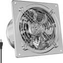 HG Power 6 Inch Exhaust Fan: Kitchen Exhaust Fans with Power Cord Attic vent Fan with Damper Wall Small Fume Extractor Ventilation Fan for Shop Chicken Coop Basement Smoking Room Garage Silver