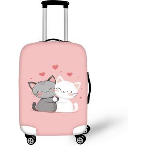 TODIYADDU Pink Cat Luggage Protective Cover Travel Suitcase Cover Elastic Dust Cases for 18 to 32 Inches Practical Travel Accessories Luggage Dust Cover Gifts, Size S