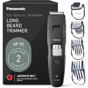 Panasonic Long Beard Trimmer for Men, 58 Length Settings and 4 Attachments to Cut and Detail, Corded or Cordless Beard Trimmer for Men  ER-GB96-K (Black)