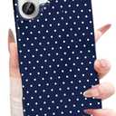 Jmltech for iPhone 16 Case Polka Dot Phone Cases Aesthetic Design Trendy Simple Case Slim Shockproof Protective Cover Navy Blue
