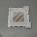 THKRLOF 6x6 Picture Frame with Mat for 4x4, Wavy Edge Wooden Real Glass Photo Frame for Tabletop and Wall Hanging, White, 1 Pack