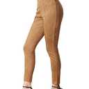 Allegra K Women's Faux Suede Leggings High Waisted Stretch Casual Faux Leather Pants for Women X-Small Brown