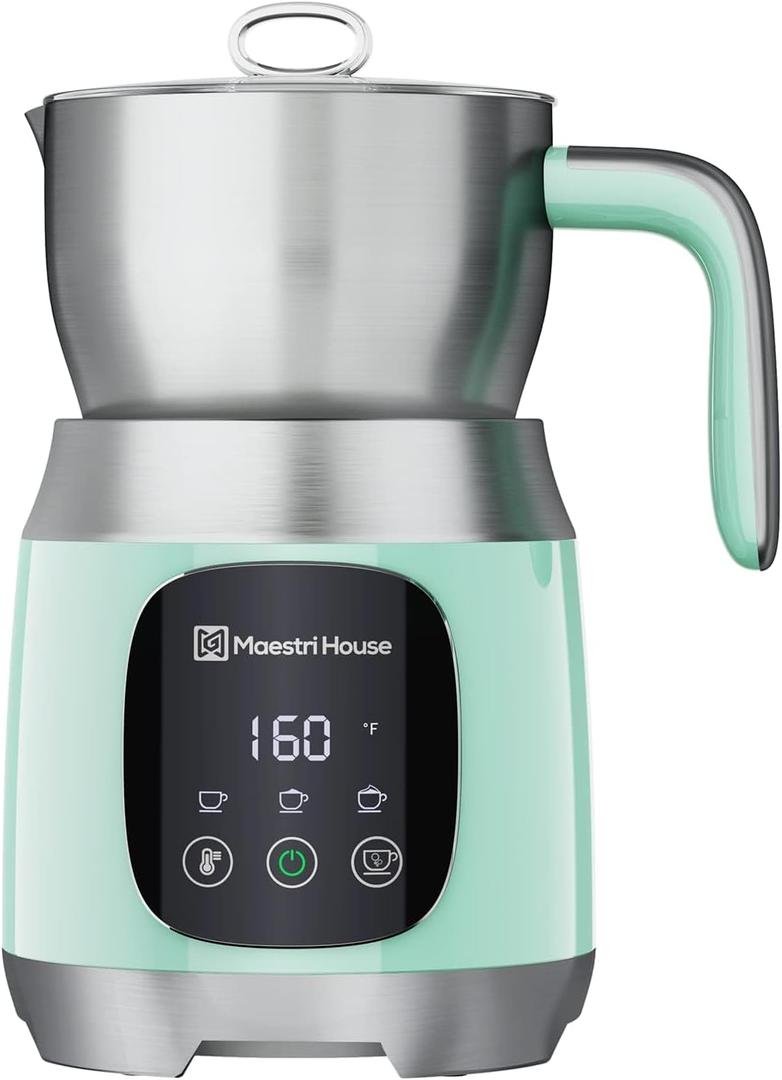 Maestri House Milk Frother, 21OZ Variable Temp and Froth Thickness Milk Frother and Steamer, Smart Touch Control Milk Warmer, Dishwasher Safe, Memory Function for Latte Cappuccino Hot Chocolate (Blue)