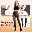 JIZ Translucent Fleece Lined Tights Women, Thermal Tights for Women, Pantyhose Leggings, Warm Sheer Tights for Women Winter (Extra-Large, Black) (Black)