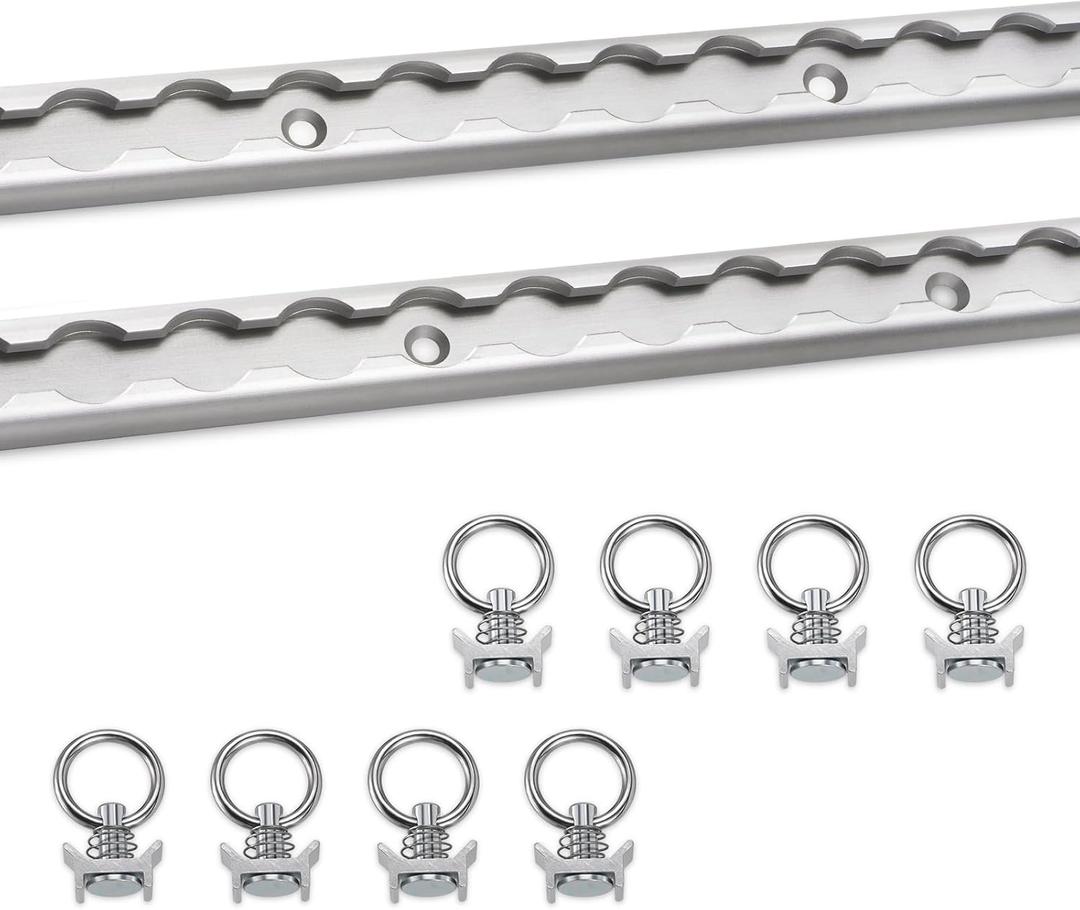 2pcs 4ft Aluminum L Track Rail with 8pcs Single Stud Fittings, L Track Tie Down System for Enclosed Trailer, Trucks, Vans, Pickup
