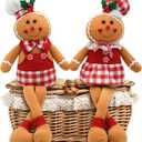 Gingerbread Christmas Decorations Indoor, Candy Cane Christmas Decorations, 16 Inch Chef Hat Gingerbread Man Stuffed Plush, Kitchen Christmas Decor, Centerpieces Table Decor