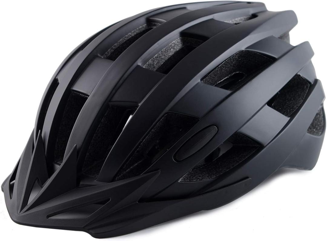 Adult Bike Helmets, Adjustable Mens Womens Bicycle Helmet, Lightweight Road Mountain Cycling Safety Sports Helmets with Detachable Visor (M:54-58cm/21.2''-22.8'', Black)