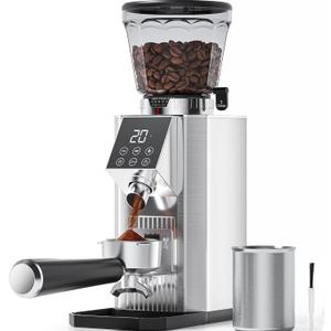 Burr Coffee Bean Grinder for Home Use with 45 Precise Grinding Settings, Espresso Grinder with Height Adjustable Funnel Stand, LED Touch Panel, Anti-static Design, Micro Switch User Friendly