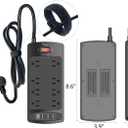 Surge Protector Power Strip - Nuetsa Flat Plug Extension Cord with 8 Outlets and 4 USB Ports, 6 Feet Power Cord (1625W/13A), 2700 Joules, ETL Listed, Black