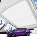 2025 Upgrade Sunshade Roof for Tesla Model Y 2025-2020 [No-Gap/Sag-Free] Middle Magnetic Component Glass Roof Sunshade Heat Insulation for Tesla Model Y Accessories 2025-2020 White Beige