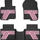 All Weather Rubber Floor Mats for Honda CR-V 2017-2022 (Gasoline & Hybrid) | Custom Fit Heavy Duty Anti-Slip Car Mats for CR-V, 1st & 2nd Row, Black & Pink