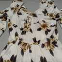 Lantern Sleeve Dress for Women Floral 2025 Fashion Empire Waist Swing Flowy Ruffle V Neck A Line Holiday Mini Dress XL