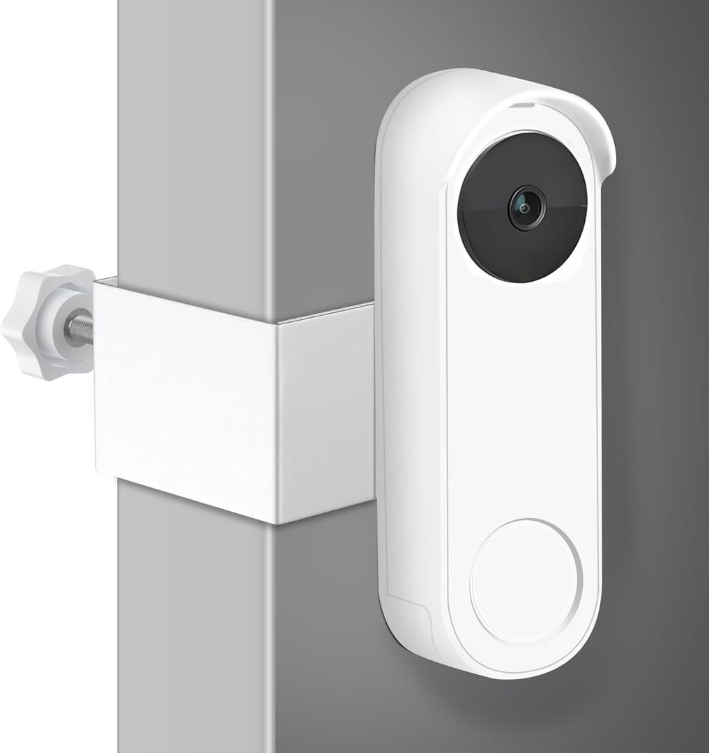 No Drill Anti-Theft Mount for Google Nest Doorbell (Battery), Easy Installation Adjustable Doorbell Mount for Apartments, Rentals and Dorms (White)