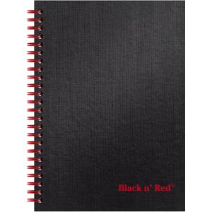 Black n' Red Notebook, Business Journal, 8-1/4" x 5-1/4", 70 Sheets, Ruled, Optik Paper, Scribzee App, Hardcover, Wirebound, Black (L67000) (Small (Pack of 1))