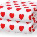 Frienda 2 Pcs Valentine Hearts Cotton Bath Towels Gift for Women 55 x 28 Inch Red Pink Hearts Soft Cotton Bath Towels Valentine's Extra Absorbent Quick Decorative Hand Towel for Bathroom Decor(Red)