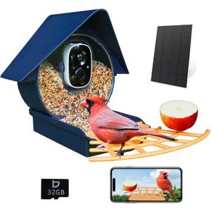 Birdkiss Smart Bird Feeder with Camera, Birds Watching Camera, Auto Capture Birds Videos & Motion Detection, AI Identify Species, Wireless Bird Feeders for Outdoors, Ideal Present for Mom (Basic, Diamond Blue)