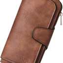 CLUCI Wallet For Women PU Leather RFID Blocking Womens Wallet Bifold Card Holder with ID Window Gifts for Women Birthday | RFID Blocking, Designer, Trifold, Card Holder, ID Window (1 Vintage Two-toned Brown)