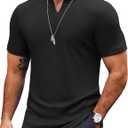 COOFANDY Mens Muscle T-Shirts V-Neck Slim Fit Workout Shirt Short Sleeve Longline Gym Athletic Tee Shirts (Black, XXXL)