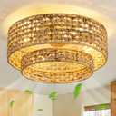 Boho Caged Ceiling Fan with Lights Flush Mount, Handwoven Layered Rattan Fandelier ceiling fan with Remote Control, Reversible 6-Speed Enclosed Ceiling Fan Light for Bedroom, Living Room, Nursery, E26, 17.7inch