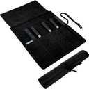 Genuine Leather Knife Roll, Knife Bags for Chefs Professional, Small Chef'S Knife,Knives Holders Protectors with 5 Slots (Black)