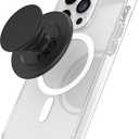 PopSockets Round Phone Grip Compatible with MagSafe, Adapter Ring Included, Phone Holder, Wireless Charging Compatible - Black