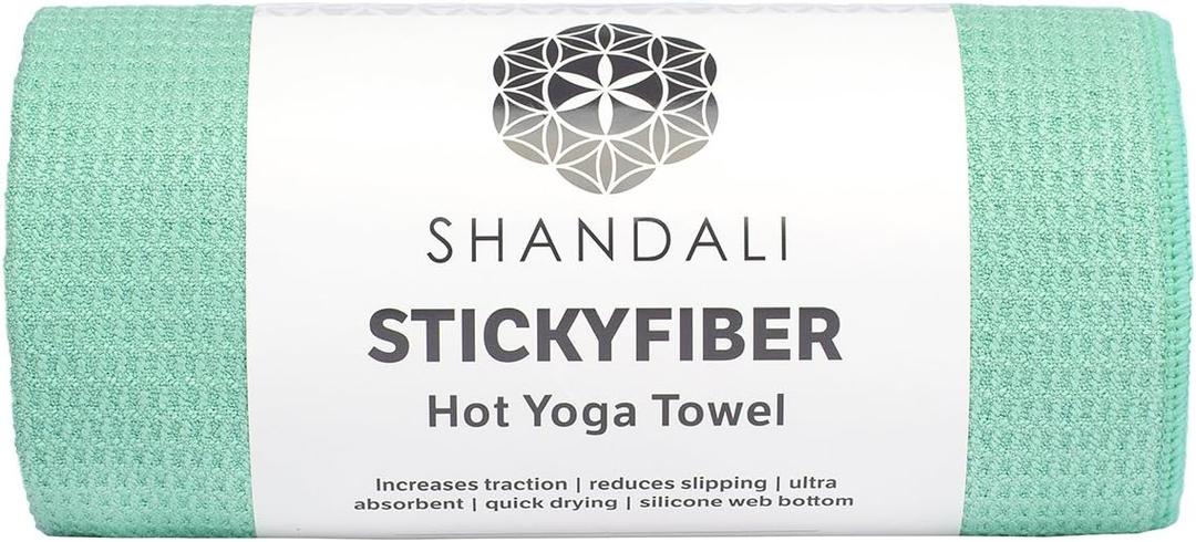 Shandali Hot Yoga Towel - Mat-Sized, Microfiber, Super Absorbent, Anti-Slip, Injury Free, 24" x 72" - Best Bikram Yoga Towel - Exercise, Fitness, Pilates Gear (Standard, Jade Green)