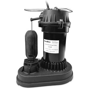 Rainbro 1/2 HP Thermoplastic Submersible Sump Pump With Vertical Float Switch, Utility Pump, Model# PSU051V
