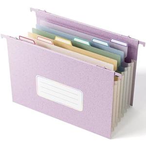 EcoStash Wheat Straw Expanding Hanging File Folders,1.2" Accordion Pockets,File Organizer,Large Capacity,Letter Size for Filing Cabinet, 100% BPA Free, Return to Nature, Healthy Living-Lavender purple