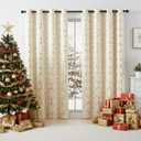 Foil Gold Blackout Window Curtains for Bedroom Living Room 95inch Long Modern Metallic Print Thermal Insulated Drapes Privacy Protection Window Treatment Sets Grommet Top, 2 Panels, Beige
