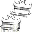 Hedume Set of 2 Jewelry Organizer, Wall Mounted Black Metal Necklace Holder with 20 Fixed Hooks and 20 Removable Hooks, Jewelry Display Storage Rack for Necklaces and Bracelets