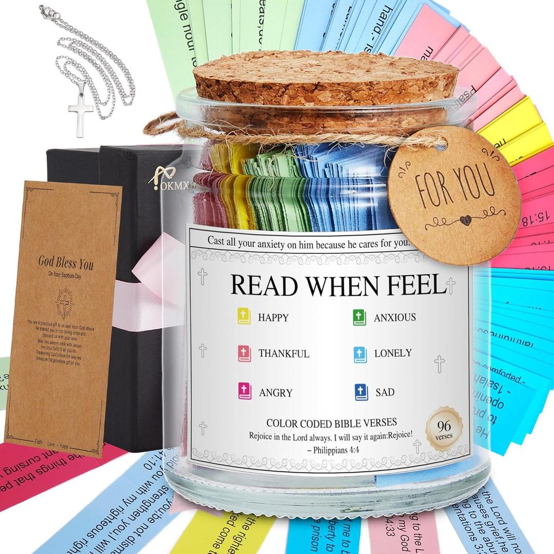 Bible Verse Jar, Read Me When Bible Verses Jar For Daily Encouragement, Inspirational Prayer & Reflection,Graduation Gift for Her,Gifts for Mom from Daughter Son, Christian Gifts for Women