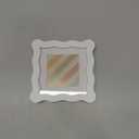 THKRLOF 4x4 Picture Frame with Mat for 3x3, Wavy Edge Wooden Real Glass Photo Frame for Tabletop and Wall Hanging, White, 1 Pack