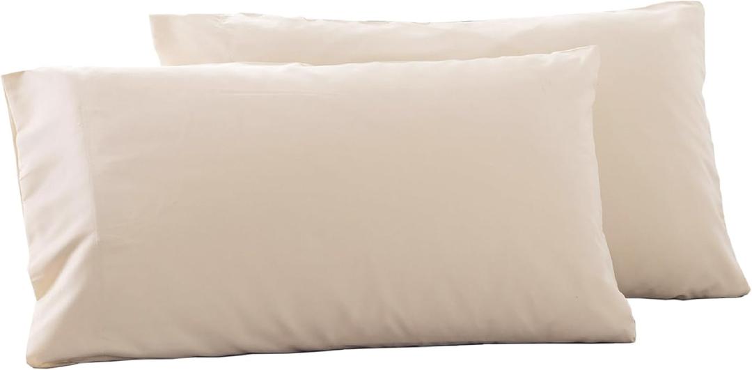 Microfiber Queen Bed Pillowcases 2 Pack, Super Soft Bed Pillow Covers Envelope Closure, Wrinkle, Fade and Stain Resistant, 20x30, Light Beige