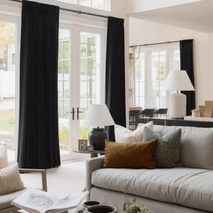 NICETOWN Insulated Black Out Velvet Curtains for Patio, Solid Heavy-Duty Large Window Treatments Drapes for Sliding Glass Door (2 Panels, 144 inches Long)