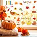 136 Pcs Fall Window Clings Decoration Thanksgiving Harvest Window Clings Cute Cartoon Turkey Pumpkin Leaf Stickers for Party Classroom Home Office Decoration