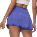 Women's Tennis Skirts High Waisted Athletic Golf Skorts with Pockets Skirts for Women Casual Workout Built-in Shorts (Blue, M)
