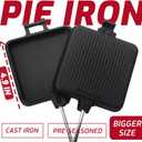 Campfire Pie Iron 4.9" Large Cast Iron Sandwich Maker for Camping 2 Pcs with Storage Bag - 22.6 inch Thickened Handles - Campfire Cooking Equipment for Grilling & Outdoor Cooking