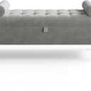 46.5 in Grey Velvet Storage Ottoman Bench Upholstered End-of-Bed Bench, Footrest Seat ,Multi-Functional Shoe Bench with Rolled Armrests & Wood Legs, for Entryway, Living Room, Bedroom & Hallway