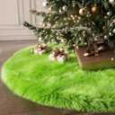 36 Inch Wool Fur Christmas Tree Skirt Thick Plush Green Tree Skirt Christmas Tree Decoration for Xmas Home Party Holiday Decor