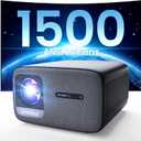 OmniStar L80 4K Projector with WiFi and Bluetooth, 1500 ANSI Lumen Native 1080P Video Projector, Auto Focus/Keystone, 2x15W Speakers, 200" Display Compatible with iOS/Android/HDMI/USB/TV Stick